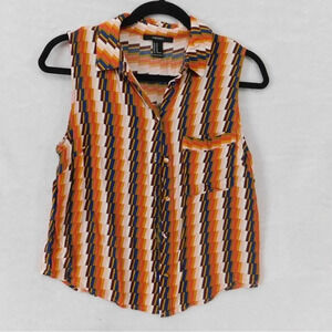 Aztec‎ Print Pocket Short Sleeveless crop Shirt